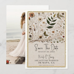 Nature's Beauty Botanical Flowers & Leaves Wedding Invitation