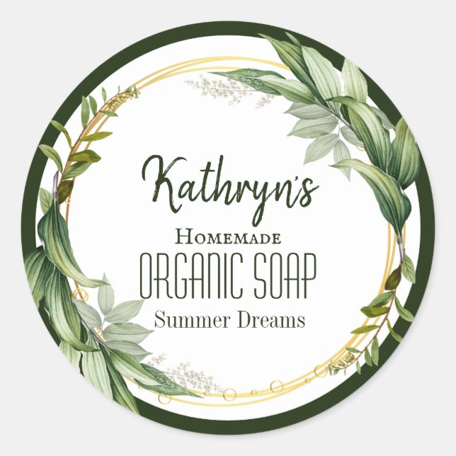 Nature's Beauty Personalised Leaves Classic Round Sticker (Front)