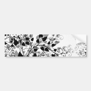 Natures Black White Floral bumper sticker