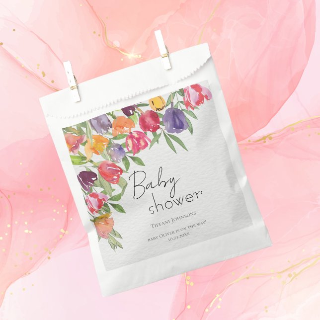 Nature's Blessing Tulips and Greenery Baby Shower Favour Bag (Creator Uploaded)