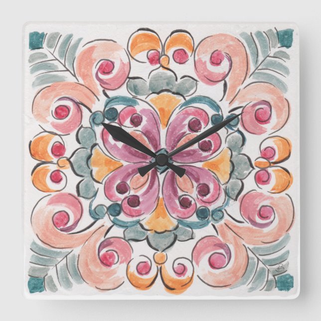 Nature's Bliss Square Wall Clock (Front)