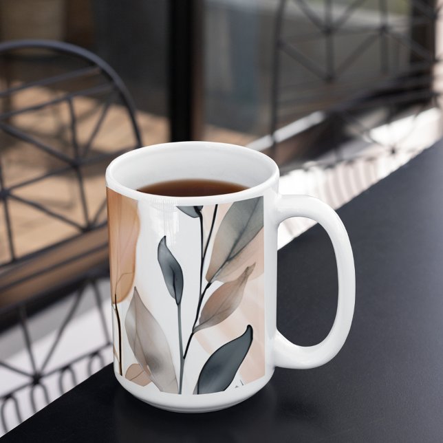Nature's Botanicals Coffee Mug (This pretty mug features shades of gray and beige on a white background.)