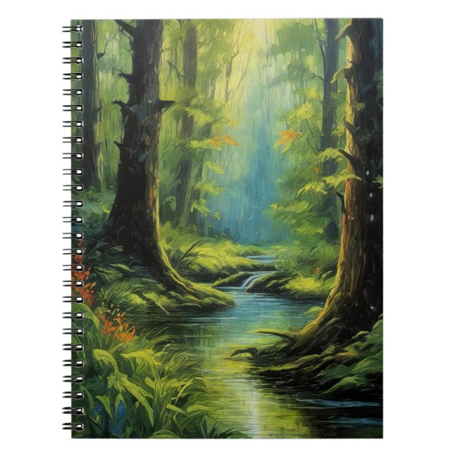 Nature's Canvas, Lush Green Forest Notebook (Front)