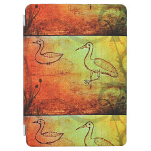 Nature's Canvas: Rainy Reverie with Duck & Crane iPad Air Cover