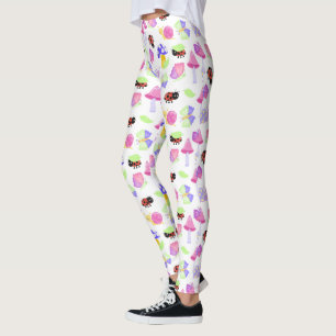 Nature's Charm Enchanting Ladybug Mushroom Spring Leggings