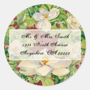 Nature's Christmas Magnolia Wreath n Pine Boughs Classic Round Sticker