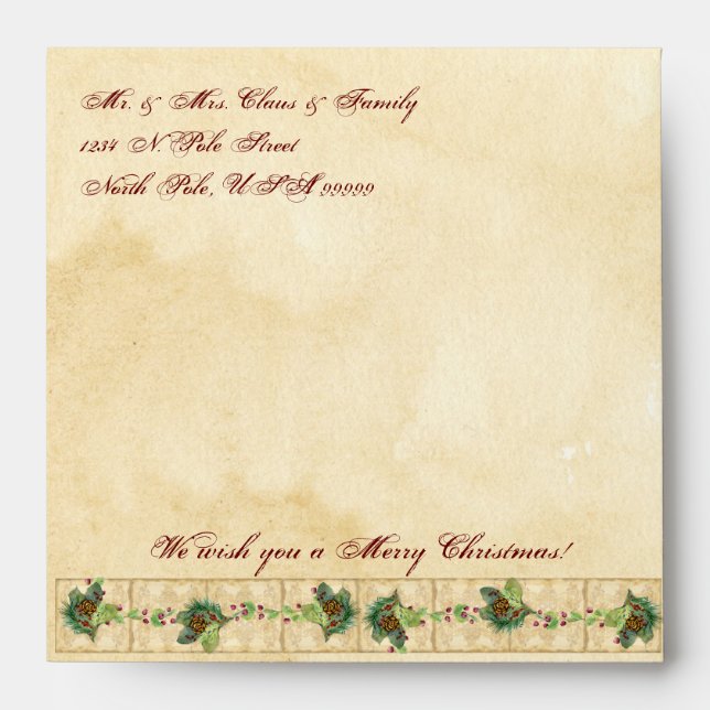 Nature's Christmas Magnolia Wreath n Pine Boughs Envelope (Front)
