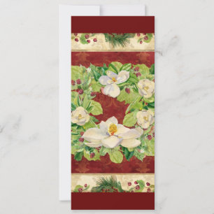 Nature's Christmas Magnolia Wreath n Pine Boughs Holiday Card