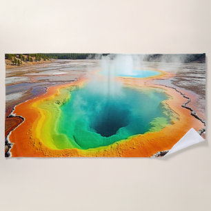 Nature's Colorful Hot Spring Art Beach Towel