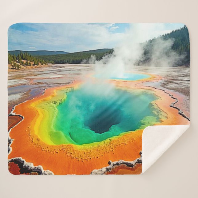 Nature's Colourful Hot Spring Art Sherpa Blanket (Front (Horizontal))