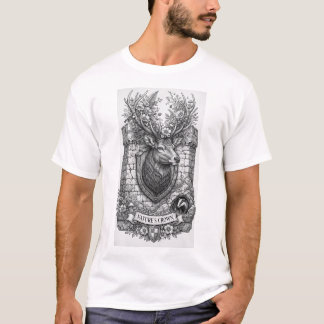 Nature's Crown Deer Castle Shield Tattoo Art T-Shi T-Shirt