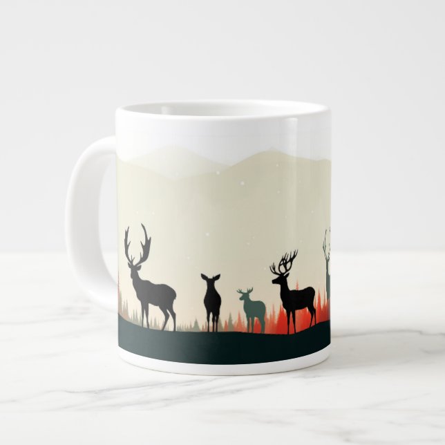 Nature's Deer Serenade Large Coffee Mug (Front Left)