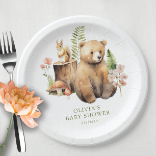 Nature's Delight Bear Baby Shower Paper Plate