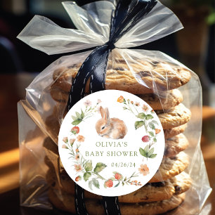 Nature's Delight Bunny Baby Shower Classic Round Sticker