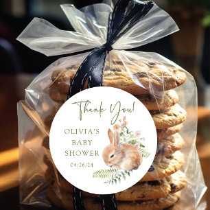 Nature's Delight Bunny Baby Shower Classic Round Sticker