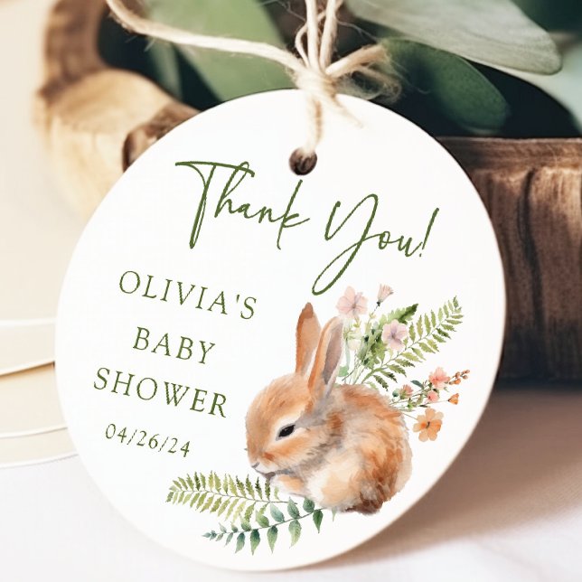 Nature's Delight Bunny Baby Shower Favour Gift Tag (Creator Uploaded)