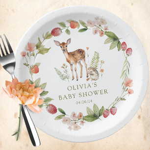 Nature's Delight Deer Baby Shower Paper Plate
