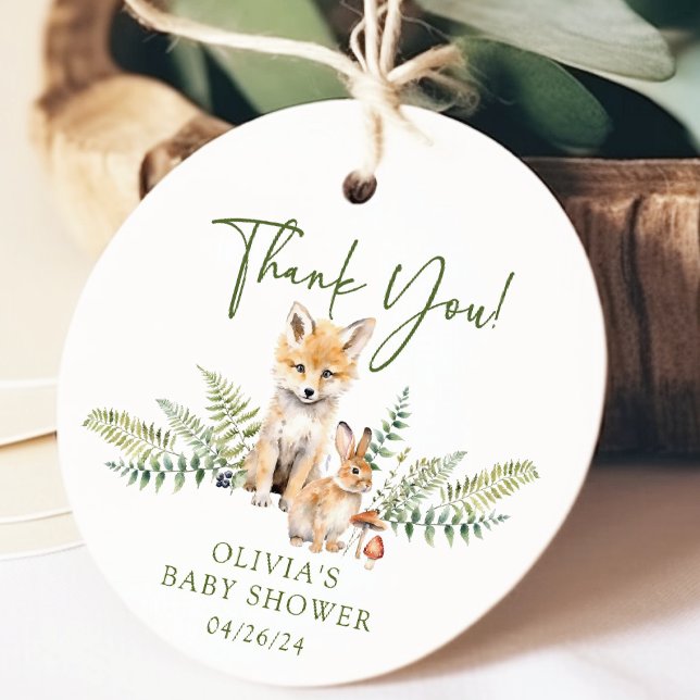 Nature's Delight Fox Baby Shower Favour Gift Tag (Creator Uploaded)