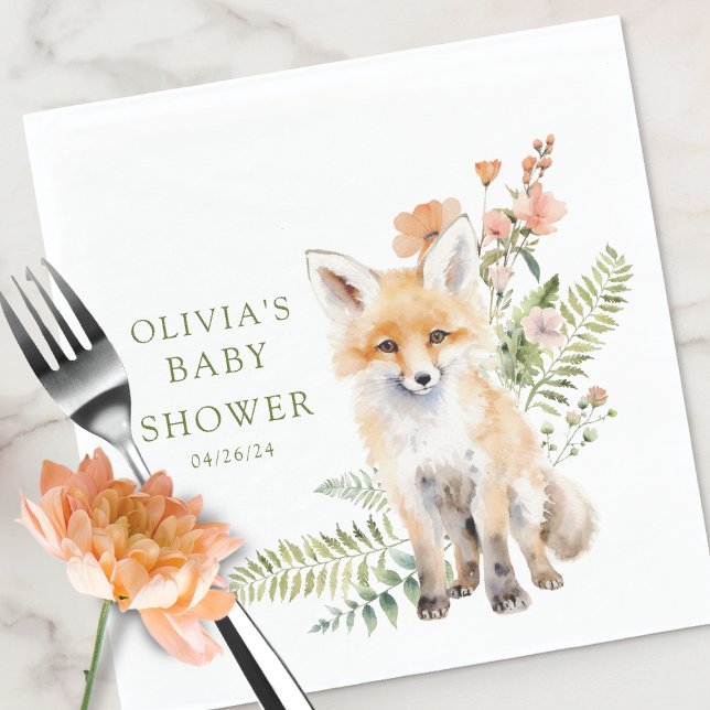 Nature's Delight Fox Baby Shower Napkin (Creator Uploaded)