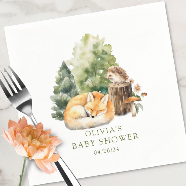 Nature's Delight Fox Baby Shower Napkin (Creator Uploaded)