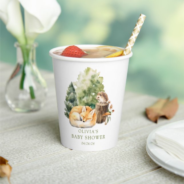 Nature's Delight Fox Baby Shower Paper Cups (Insitu)