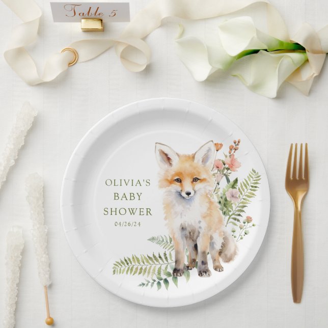Nature's Delight Fox Baby Shower Paper Plate (Wedding)