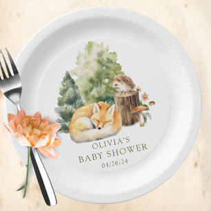 Nature's Delight Fox Baby Shower Paper Plate