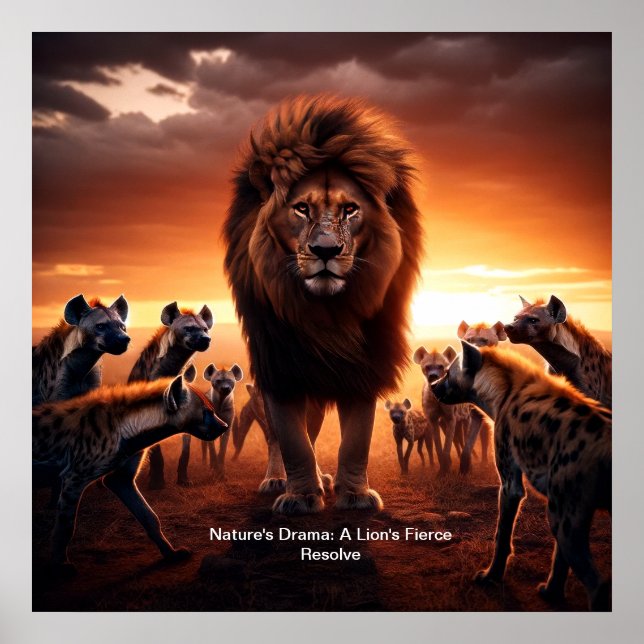 Nature's Drama: A Lion's Fierce Resolve Poster (Front)