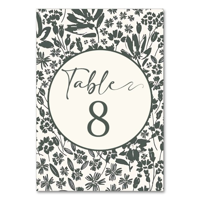 Nature's Elegance: Dark Green plants  Table Number (Back)