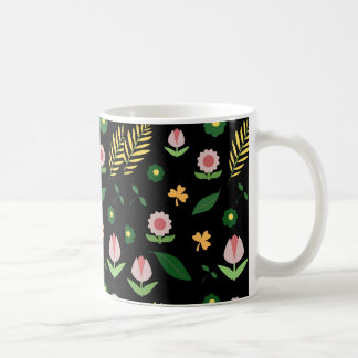 "Nature's Elegance: Floral and Leaf-Patterned Mugs