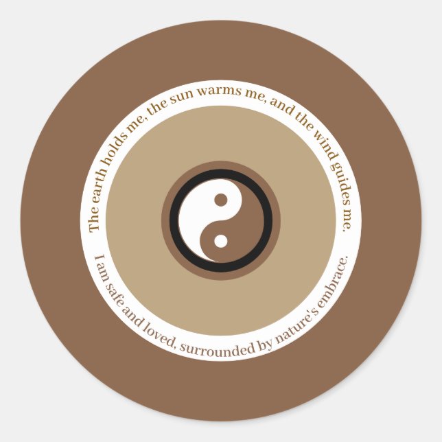 Nature's Embrace Earthy Brown Evil Eye Yin Yang Classic Round Sticker (Front)
