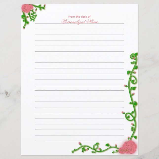 Nature's Embrace Lined Paper Sheet (Front)