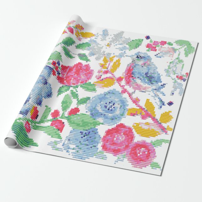Nature's Embroidery Wrapping Paper (Unrolled)