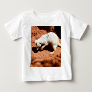 Nature's Forager: White Meerkat Digging for Bugs Baby T-Shirt