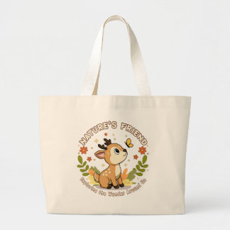 Nature's Friend Cute Fawn Woodland Animal Large Tote Bag