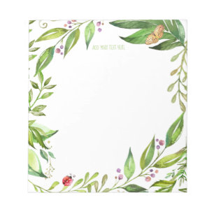 Natures Garden Foliage   Add Your Own Monogram Notepad