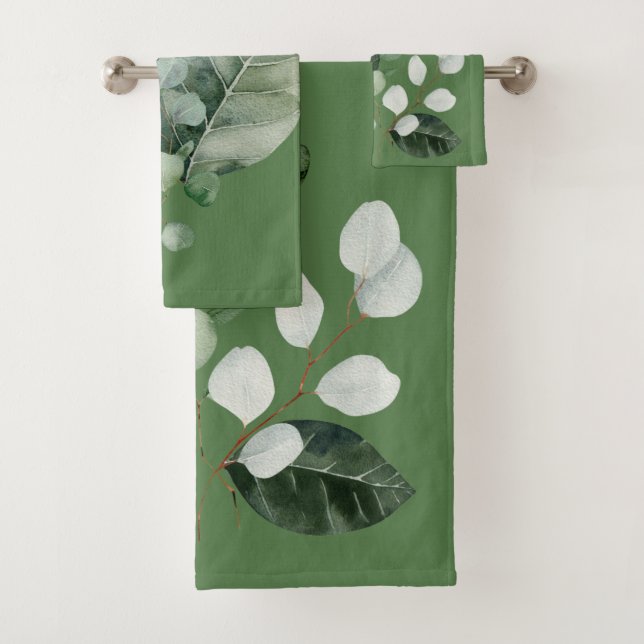 NATURES GIFT GREEN  2 BOTANICAL TOWEL SET (Insitu)