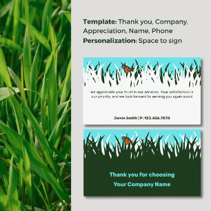 Nature's Gratitude: 🦋🌿Lawn Butterfly Thank You  Business Card