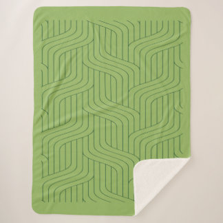 Nature's Green Geometric Lines Sherpa Blanket