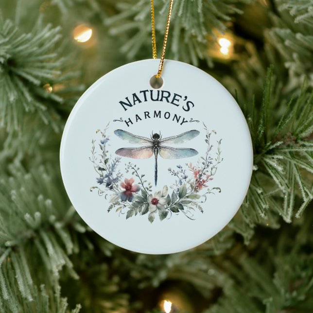 Nature's Harmony - Artistic Dragonfly Ceramic Ornament (Tree)