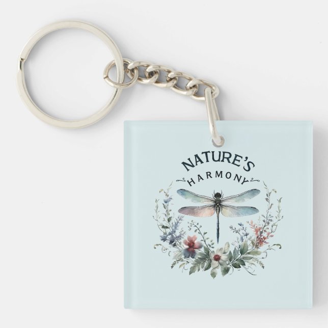 Nature's Harmony - Artistic Dragonfly Key Ring (Front)