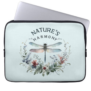 Nature's Harmony - Artistic Dragonfly Laptop Sleeve
