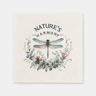 Nature's Harmony - Artistic Dragonfly Napkin