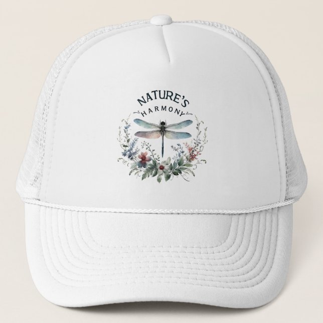 Nature's Harmony - Artistic Dragonfly Trucker Hat (Front)