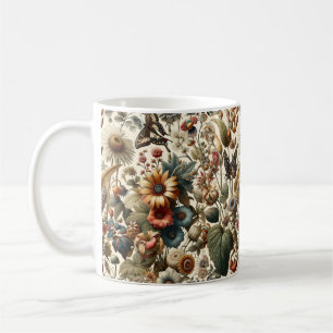 Nature's Harmony: Botanical Seamless Pattern Coffee Mug