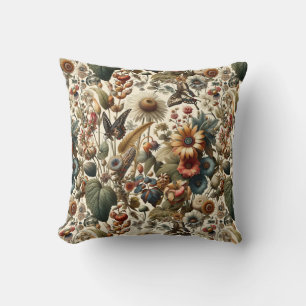 Nature's Harmony: Botanical Seamless Pattern  Cushion