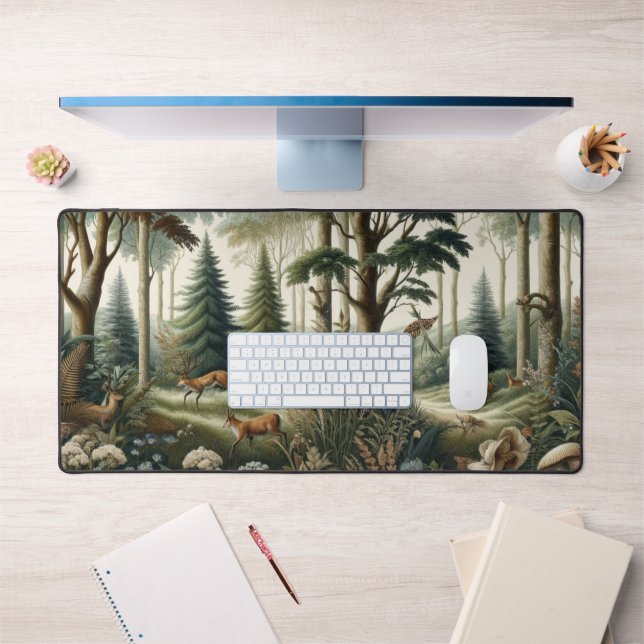 Nature's Harmony: Botanical Seamless Pattern  Desk Mat (Office 1)