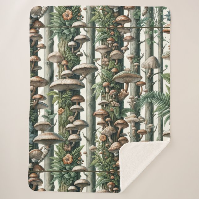 Nature's Harmony: Botanical Seamless Pattern  Sherpa Blanket (Front)