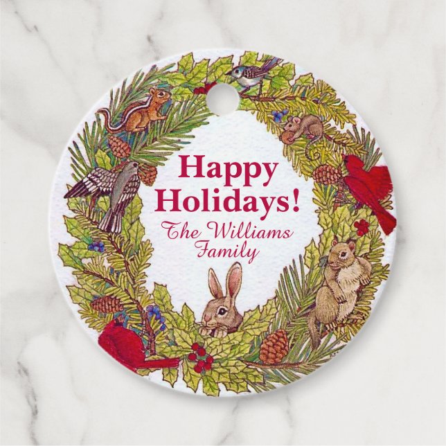 Nature's Holiday Wreath Favour Tags (Front)