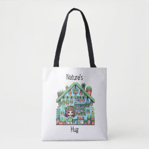 Nature's Hug   Cute Plant Lovers Pixel Art Tote Bag